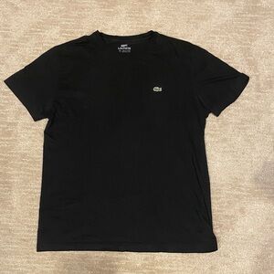 Lacoste Men's Solid Black Tee with Logo